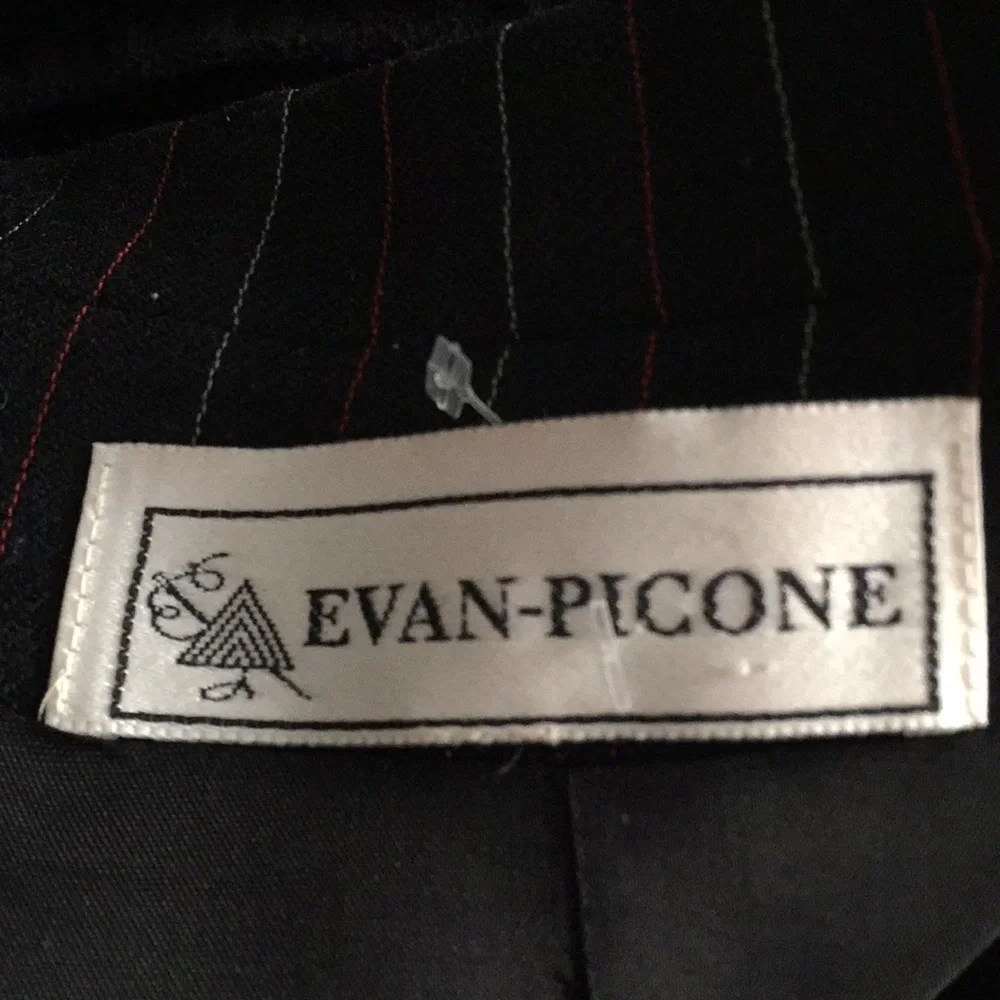 Vintage Evan Picone Virgin Wool Cropped Double Breasted Pinstriped Blazer Size 8 - Picture 8 of 11